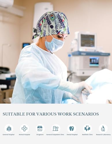 Image of Scrub Caps for Women with Buttons, Classic Surgical Caps