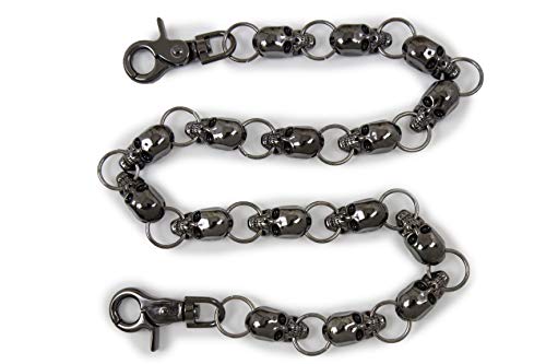 Trendy Fashion Jewelry TFJ Men Pewter Gunmetal Silver Black Skeleton Skull Gothic Biker Wallet Chain - Main Image