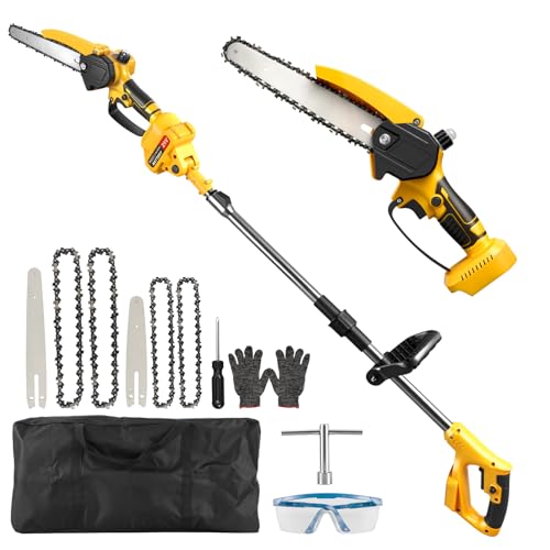 panthem Podadora de alta batería 2 en 1, compatible con Makita 18 V (sin batería), mini motosierra sin escobillas de 8 pulgadas y 6 pulgadas con 4 cadenas, sierra telescópica para podar árboles y
