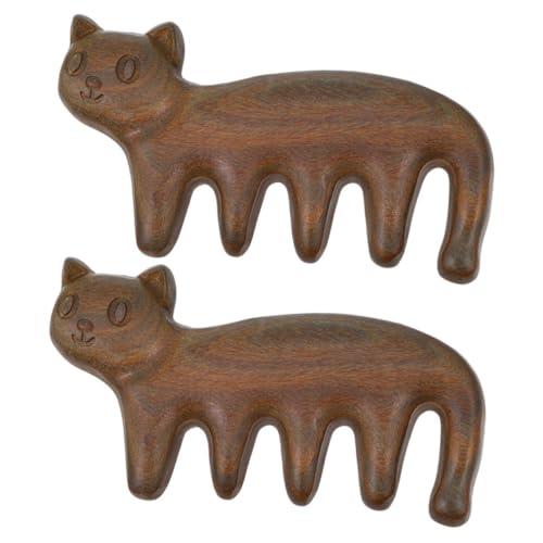 Healeved 2pcs Cat-shape Wooden Massager Comb for Home Office Handheld Scalp Massager Feature