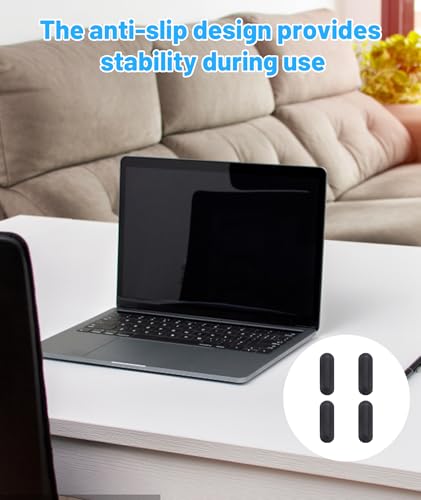 Image of 4 Pcs Laptop Bottom Rubber Grip, Laptop Rubber Feet Replacement for Improved Stability and Airflow, Non-Slip Rubbers Pads Suitable for Most Laptops Models, Black