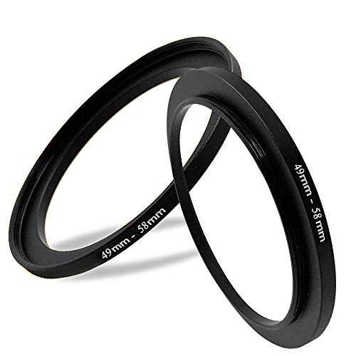 Anello Step Up 49mm-58mm obiettivo 49mm a 58mm filtro cappa convertitore e altri accessori 2 confezioni anello adattatore per fotocamera aerometale 49-58