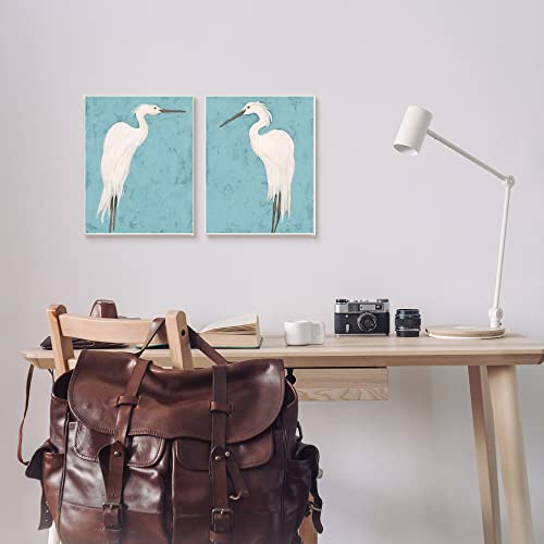 Image of 'Nautical Heron Casual Coastal Bird'| 2pc Wall Plaque Art Set