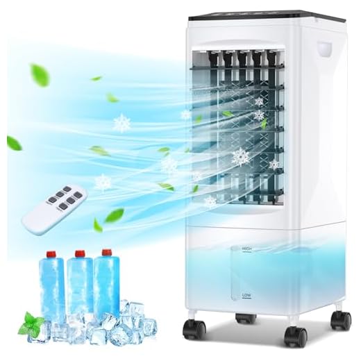 Aire Acondicionado Portátil, 3 en 1, Enfriador de Aire Evaporativo Portátil, Humidificador, Ventilador, 3 Velocidades, 5.5L, Control Remoto, 1-7H Timer, para Habitación, Hogar, Oficina, Dormitorio