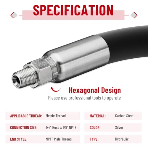 Image of 12 Pack 1 /8 inch NPTF Hydraulic Hose Fittings, 1 /4 inch I.D. Hose x 1 /8 inch NPTF Male with Protection Cover Hydraulic Hose End Crimp Fitting Kits