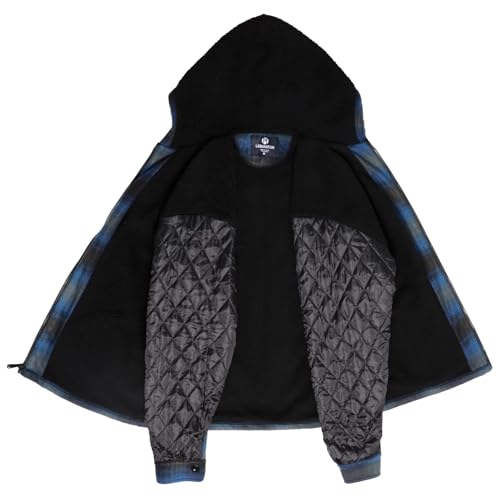 Image of Yasumond Mens Hoodies Fleece Jacket Plaid Flannel Heavy Sherpa Lined Hooded Zip Up Warm Winter Coats Big Tall