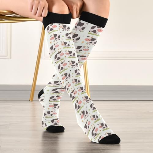 Image of Wusikd Blue Yellow Monster Trucks Compression Socks for Women and Men Circulation Long Socks for Athletic Running 1