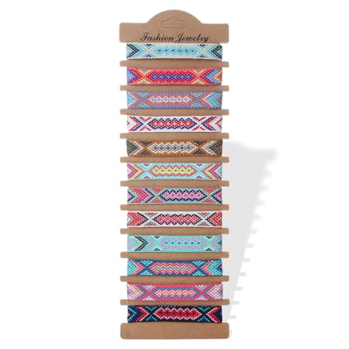 12 pulseras de la amistad tejidas a mano, hechas a mano, brasileñas, para...
