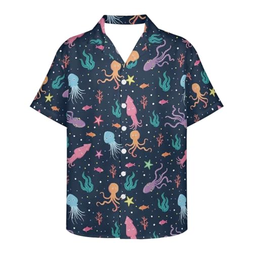 Printpub Camisa hawaiana de manga corta con botones para hombre, 2XS-5XL, Pulpo, XXX-Large