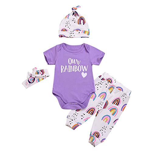 Image of BOEBNOZCV Newborn Toddler Baby Girl Outfits Giraffe Bodysuit Top + Pink Legging Pants Set with Hat Infant Clothes