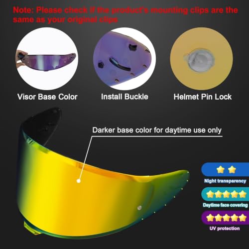 Image of PSLER RF-1400 RF 1400 visor - CWR-F2R Face Shield Helmet Visor Motorcycle Helmet Shield Accessories Replacement for RF 1400 CWR-F2R NXR2 Z8,Deep Gold