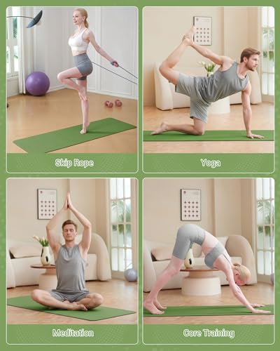 Good Nite Gymnastiekmat, yogamat, fitnessmat, antislip, trainingsmat, sport, turn, pilates, mat, vloerturnmat met draagriem, 183 x 61 x 0,6 cm (groen/zwart) - Afbeelding 4