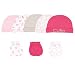 Luvable Friends 5-Pack Cap and 3-Pack Scratch Mitten Set, Pink Cutie, 0-6 Months