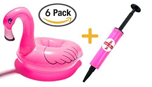 Just-Best Toys for Pool Items - Inflatable Flamingo Drink Holder (6 Packs) with a Mini Air Pump for Water Floats