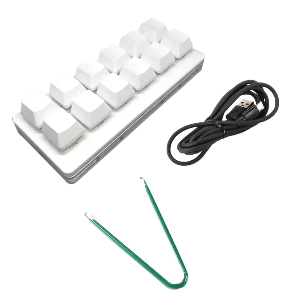 Programmierbare mechanische Einhandtastatur mit 12 Tasten, Hot-Swap-fähigen Schaltern und USB-C-Kabelverbindung für Gaming und Produktivität(White)