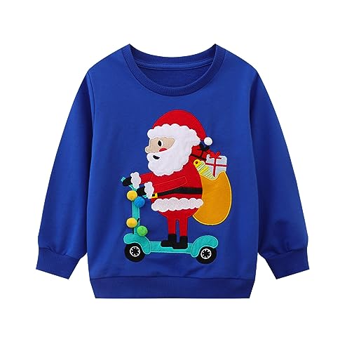 Image of HILEELANG Toddler Boy Sweatshirts Crewneck Long Sleeve Pullover Cotton Graphic Christmas Clothing
