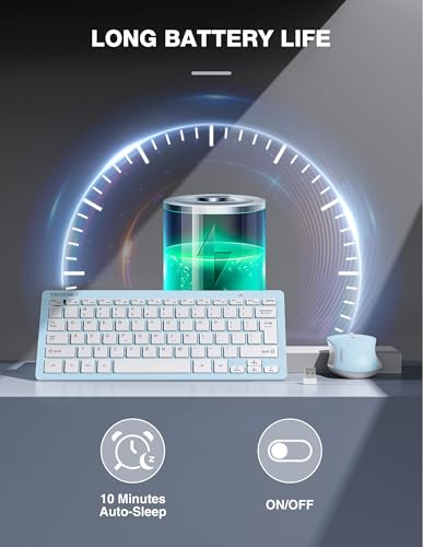 Image of TECKNET Wireless Keyboard and Mouse Combo, Mini Cordless Computer Keyboard and Mouse Set 2.4GHz, Silent Adjustable 1600 DPI, Quiet Click, Lag-Free for Computer, Laptop, PC, Windows, Mac, Chrome OS