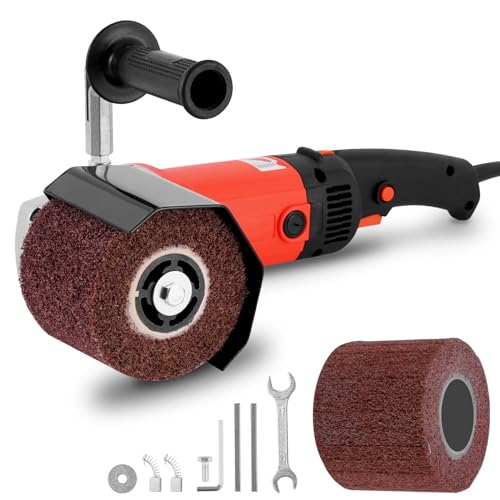 MXBAOHENG Máquina de satinado lijadora de rodillo pulidora eléctrica pulidora lijadora de tambor eléctrica 2200 W máquina de trefilado de alambre de velocidad ajustable con 2 ruedas (rojo)