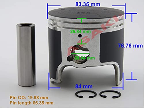 Piston Kit Compatible with Yamaha PWC GP760/LST1200 64X-11631-00 65U-11631-02 47-403 Std with Ring (Bore 83.64)