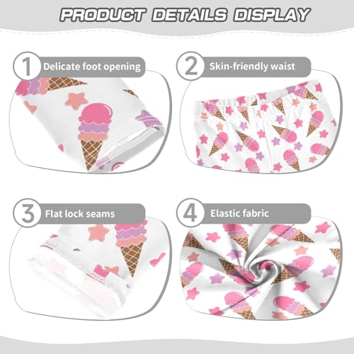 Ice Cream Cone Stars Girls Leggings,Workout Leggings for Girls Toddler Athletic Leggings Size for 3-10T3