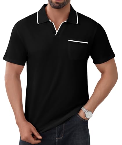 Herren Poloshirt Kurzarm – Atmungsaktiv, Schnell Trocknend, Stretch Polo Shirt aus Polyester Elasthan – Klassisches Polo...