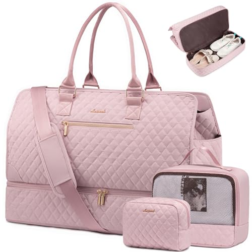 LOVEVOOK Weekender Travel Duffle Bags for Women, Large Carry On with Shoe Compartment, Overnight and Gym Tote Bags Set