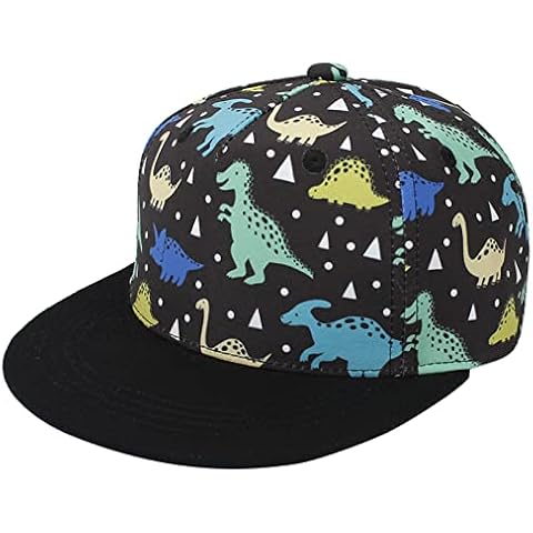 XYIYI Dinosaur Black Kids Baseball Caps Cotton Sun Hat Adjustable Trucker Hats Sport Visor Cap for 4-8 Years Old Boys Cover