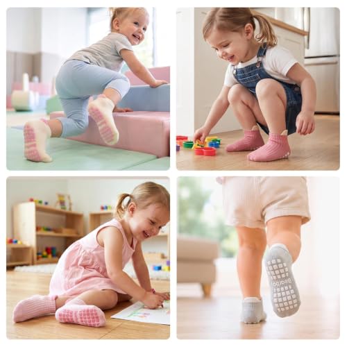 Image of Baby Non Slip Ankle Socks with Grippers (9 Pair) for 6 months-5 years Infant Toddler Boys Girls