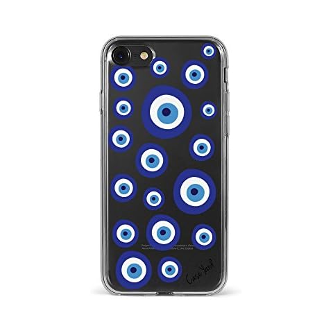 CaseYard Clear Soft & Flexible TPU Case for iPhone SE - Ultra Low Profile Slim Fit Thin Shockproof Transparent Bumper Protective Cover Drop Protective Case (Evil Eyes Pattern) Cover