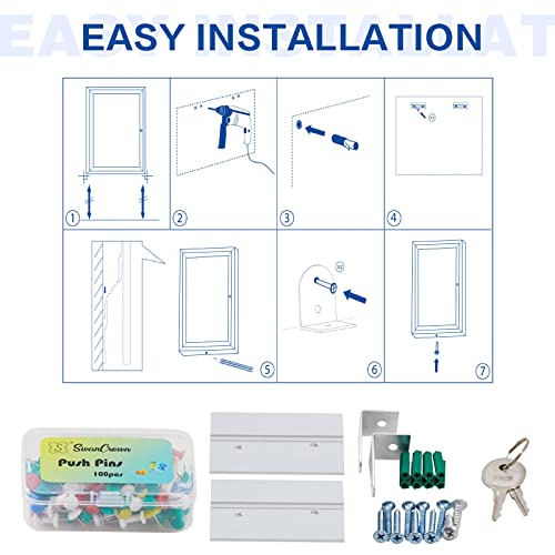 Swansea Outdoor Lockable Gray Fabric Bulletin Board Shatter Resistant Display Cases Wall Mount Message Board with Swing Door,36x24 inches - Thumbnail 4