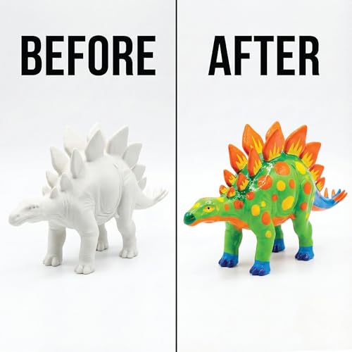 Image of Unscroo DIY 3D Model Painting Kits - Dinosaurs, Ice Age Animals & Unicorns - 3D Printed Art & Craft Hobby Gift for Kids, Teens & Adults - Return Gift Sets (Stegosaurus Single)