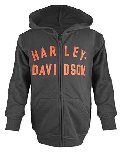 Harley-Davidson Little Boys' French Terry Zip-Up Hooded Sweatshirt - Black