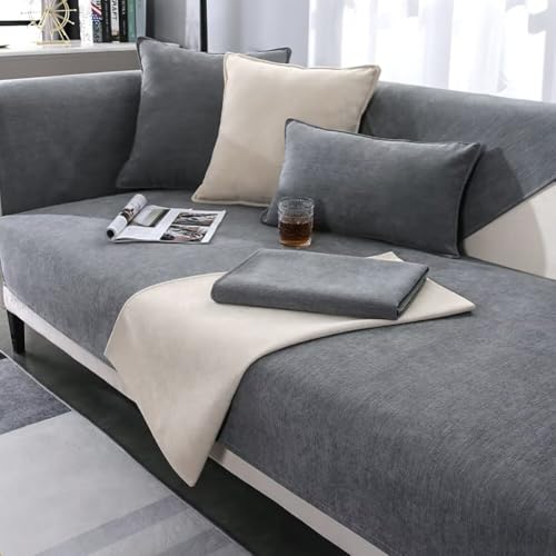 Edumov Sofa Überzug, Sofaschoner Rutschfester - Sofabezug Couchschoner L Form Ecksofa- Couch Überzug 2 3 4 Sitzer - Sofa Cover Überwurfdecke - Weiche Sofadecken Sitzfläche(Grau, 70x150cm)