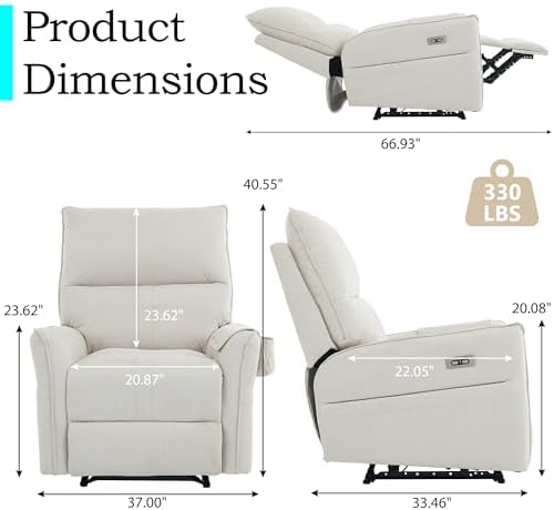 Recliner Chair-Dual-Motor Power, Adjustable for Small Spaces
