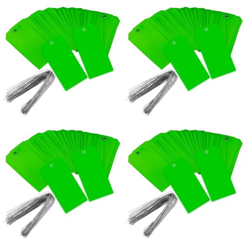 Étiquettes d'expédition en plastique vert avec fils pour marquage étanche 400 pièces
