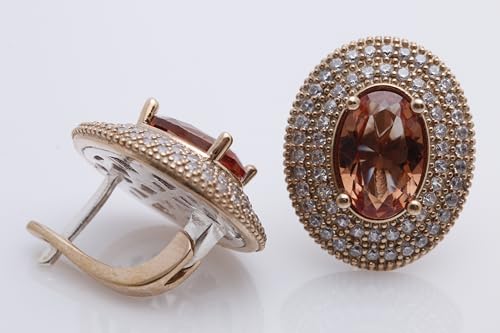 Turkish Handmade Jewelry Small Oval Shape Zultanite and Round Cut Topaz 925 Sterling Silver Stud Earrings3