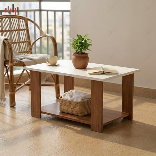 Image of DFC Element Alley Coffee Table Dual Tone Engineered Wooden Center Table for Living Room Modern Tea Table Spacious Top Sturdy Durable 1-Year Warranty 31.5x19.7x16.5 Inch