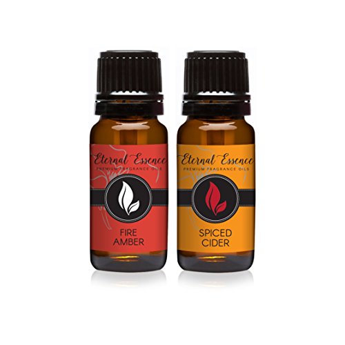 Image of Eternal Essence Oils 2 Pack 10ml Premium Fragrance Oil - Fire Amber & Spiced Cider - for Candle, Soap Making, Aromatherapy, Diffusers, Home Care, & Humidifiers