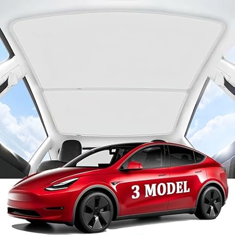 2025 Upgraded Tesla Model 3 Sunshade Roof, UPF200+ Roof Sunshade with Storage Bag, No-Sag & No-Gaps Heat Insulation Foldable Top Windows Windshield Sun Shade, Tesla Model 3 Accessories MY23-20 Gray Cover