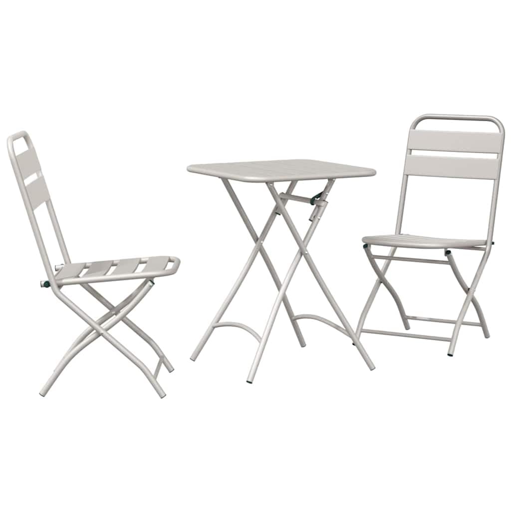 Set Bistrot Pieghevole 3 Pezzi Beige Acciaio