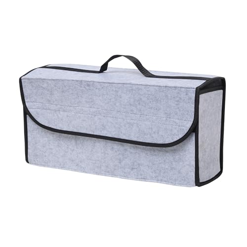 Image of JVCV Large Car Trunk Boot Organizer, Car Storage and Organizer Anti Slip Car Accessories Organizer for Car, Suv, Sedan, Truck, Minivan Anti Slip Bottom (LARGE - Light Grey).