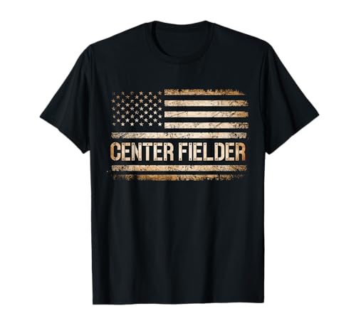 Baseball Center Fielder USA Flag T-Shirt