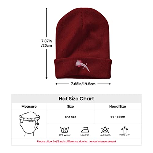 Image of Embroidery Goth Beanie Knit Hats for Men & Women, Embroidery Winter Hats Skull Cap