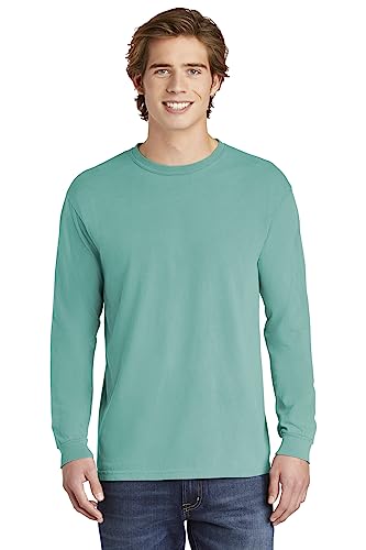 Comfort Colors Men's Adult Long Sleeve Tee, Style 6014 (Medium, Sea Green)