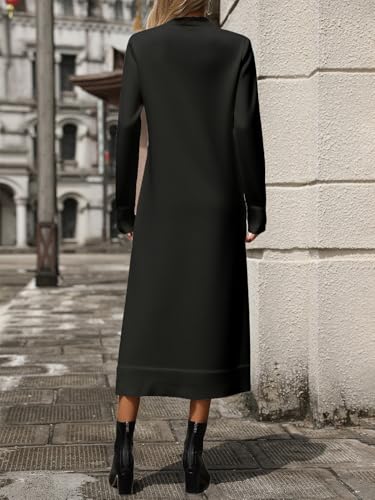 Image of Long Sweater Dress for Women Loose Knitwear Striped Long Dresses Stylish Autumn and Winter Outfits