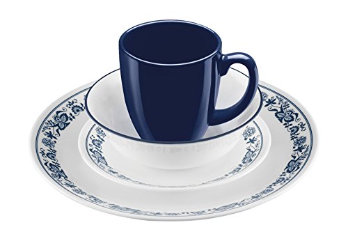 Corelle 16 Piece Old Town Blue Livingware Dinnerware Set, White