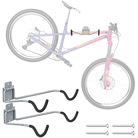 TORACK Bike Wall Mount, 2 Pack Heavy Duty Horizontal Bike Hangers for Garage Floor Space Saving Bike Storage Rack for Indoor, Holds Up to 50 LBS Cover