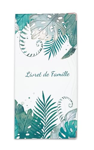 Nemau - Étui Livret de Famille -Format Français – Housse en Gomme Expansée Souple & Résistante – Protège-Livret Imperméable – Fabrication Française - Modèle Feuillage Aquarelle