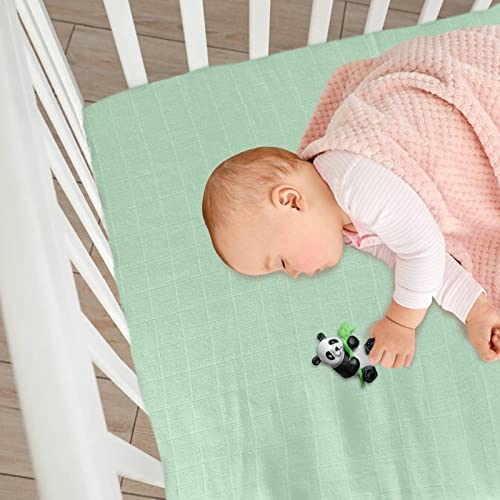 Image of Muslin Crib Sheet Fitted (52"x28"x8"), Soft and Breathable Viscose Made from Bamboo Cotton Muslin Baby Crib Sheet/Toddler Sheet for Boys and Girls Green