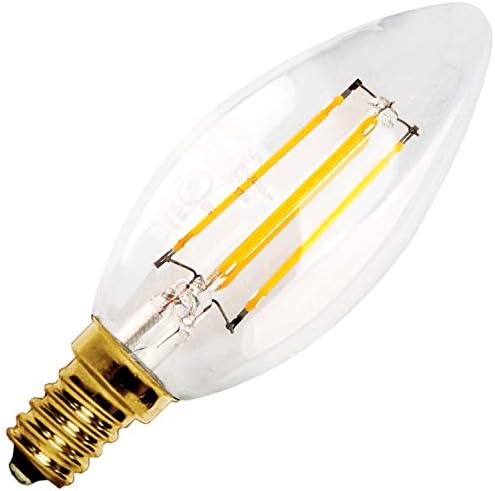 NITOR Lighting LED Candelabra Bulb, 4 Watt E12 Filament Candle Light bulbs, Dimmable 40W Incandescent Replacement, Chandelier Lights, E12 Screw Base, 2700K Warm White
